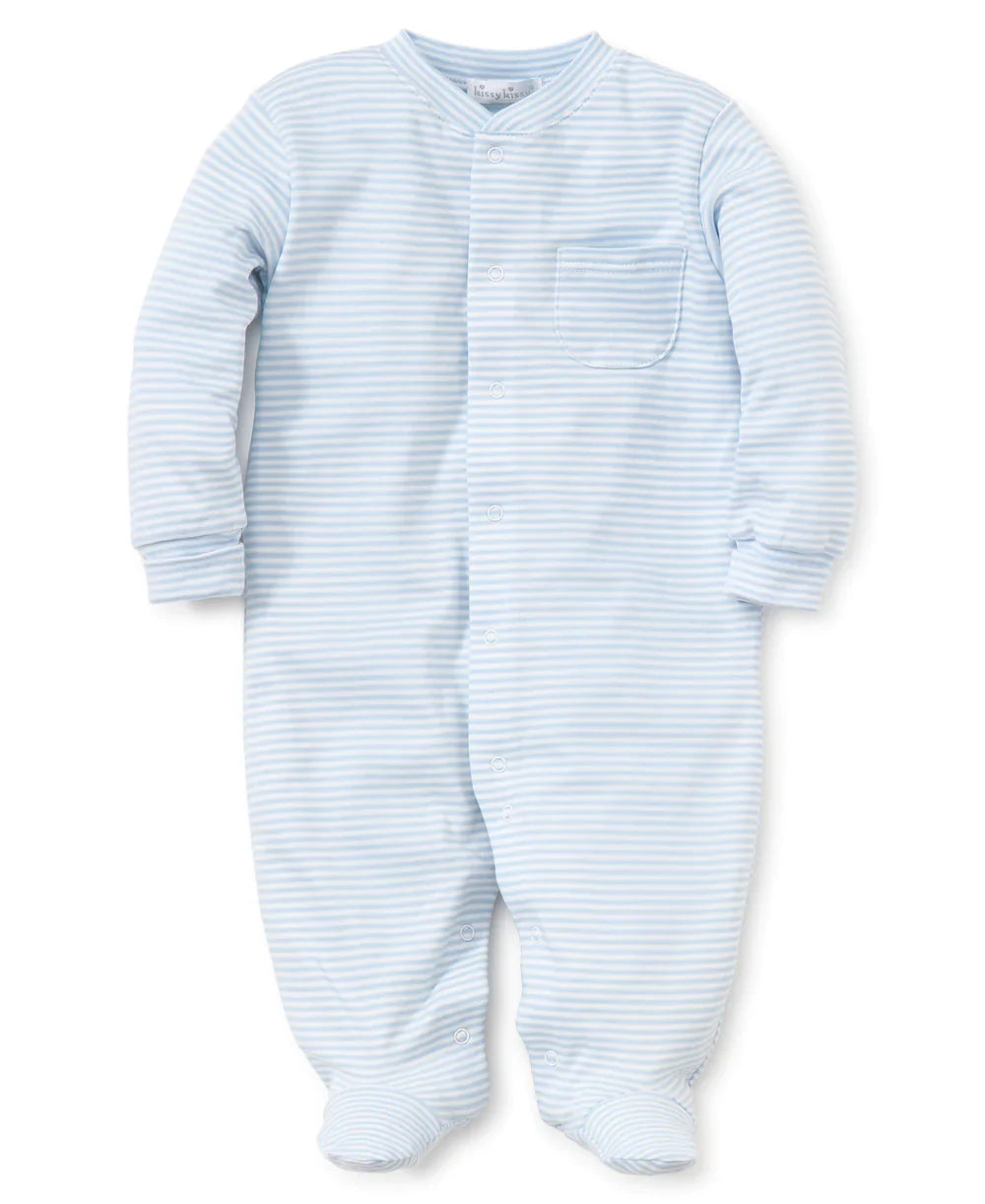 Kissy Kissy Printed Footie | Stripes Blue